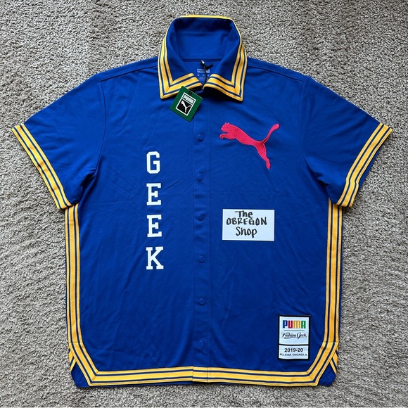 FASHION GEEK ALL STAR GAME CHICAGO WARM UP COLLARED BUTTON BASKETBALL NBA WHITE - Picture 1 of 8